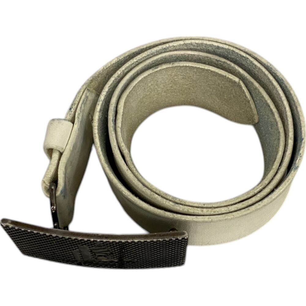 Trussardi Jeans Black Buckle Genuine Leather Belt Mens White Size 110